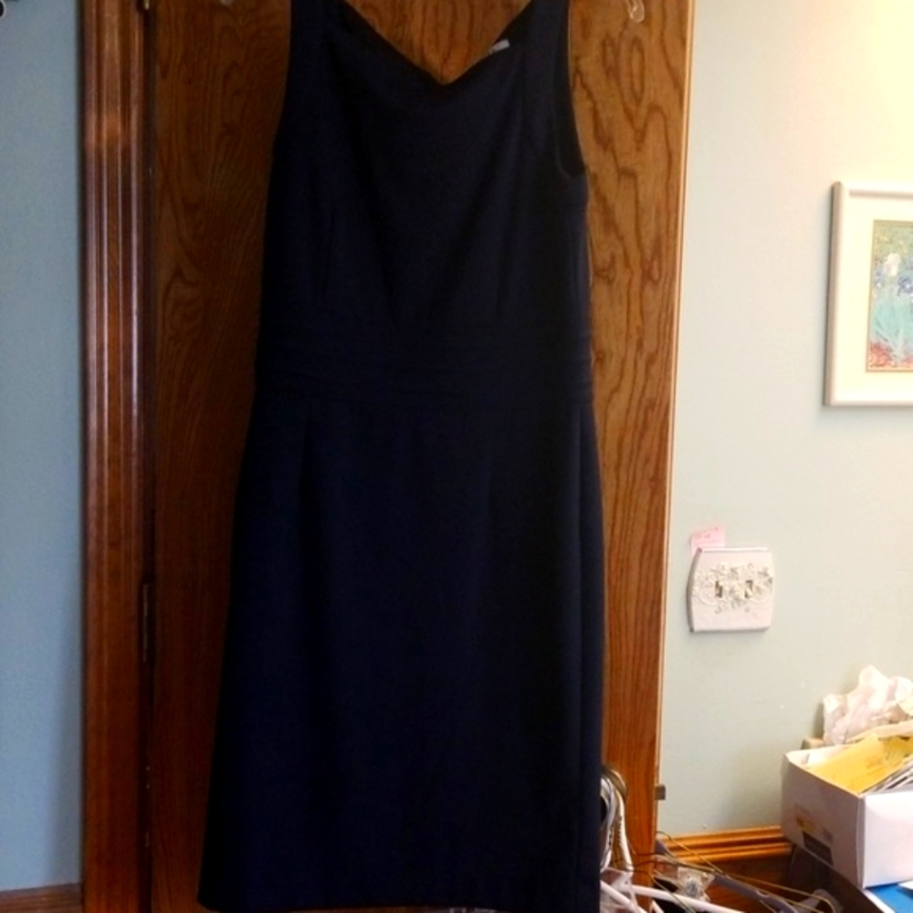 Black knit square neck dress